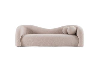 Calico - Contemporary Beige Pebble Fabric 4-Seat Sofa
