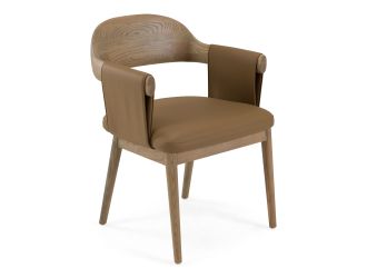 Chinook - Modern Brown Vegan Leather + Buckwheat Ash Dining Chair