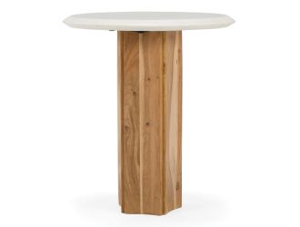 Dillinger - Modern White Marble + Mango Wood End Table
