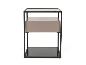 Perkins Modern Smoked Glass & Grey End Table