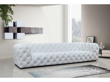 Dexter Transitional White Full Italian Leather Sofa