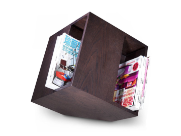 Book Modern Brown Oak Cube Magazine Rack