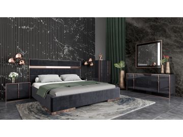 Cartier Modern Black & Rosegold Bedroom Set