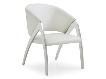 Rabia Modern White Leatherette Accent Chair