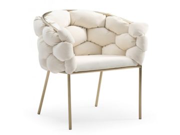 Debra Modern Off-White Fabric Dining Chair