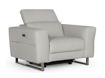 Lucca - Italian Modern Grey Armchair w/ Electric Recliner