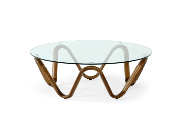 Lassen - Modern Glass & Walnut Coffee Table