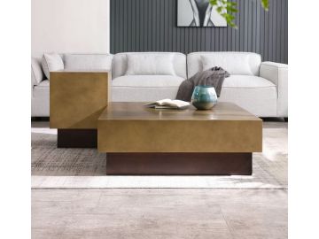 Derek - Modern Metal & Antique Copper End Table
