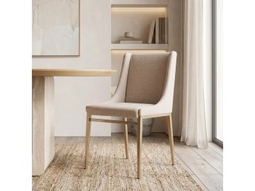 Mimi - Contemporary Beige + Brass Dining Chair (Set of 2)