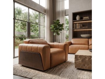Sandstone - Modern Brown Leather Electric Recliner Chair