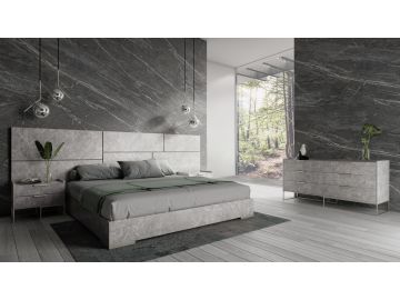 Marbella - Italian Modern Grey Faux Marble 4-Piece Bedroom Set