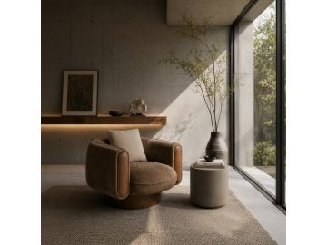 Kiran - Modern Brown + Beige Swivel Accent Chair
