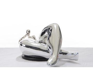 SZ0228 Modern Silver Napping Lady Sculpture
