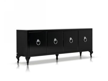 Bellagio Transitional Black Crocodile Lacquer Buffet