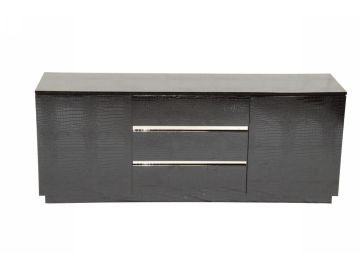 Skyline Modern Black Crocodile Lacquer Buffet