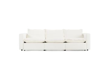 Almagre - Modern White Fabric Sofa w/ 3 Electric Recliners