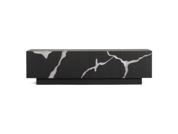 Aspen - Modern Matte Brown Ash & Silver TV Stand