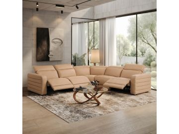 Bianca - Modern Brown Leather Sectional Sofa w/ 3 Recliners
