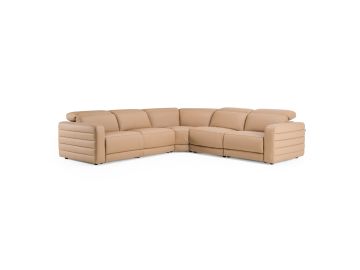 Bianca - Modern Brown Leather Sectional Sofa w/ 3 Recliners