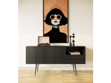 Billy Modern Black Oak & Gold Buffet