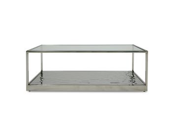 Braxton - Contemporary Clear Wave Glass Coffee Table