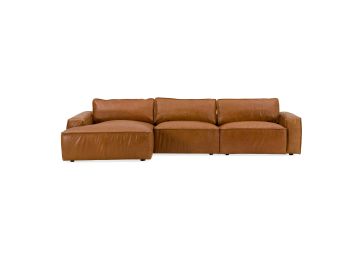 Cambria - Modern LAF Cognac Leather Sectional Sofa