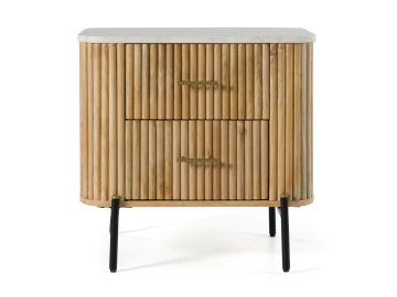 Cambridge White Marble & Mango 2 Drawer Nightstand