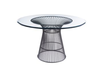 Chandler - Modern Round Glass & Black Stainless Steel Dining Table