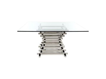 Crawford Modern Clear Glass Square Dining Table