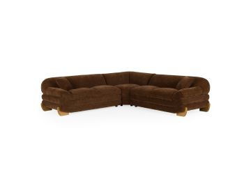 Crockett - Modern Brown Fabric Sectional Sofa
