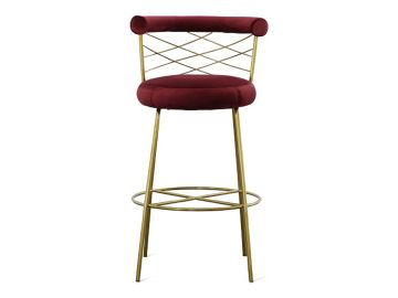 Dakin - Modern Glam Red & Gold Barstool