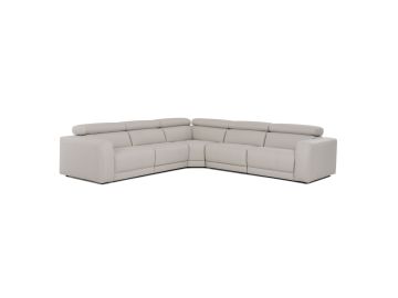 Dalton - Modern Italian Light Grey Leather Sectional + 2 Recliners