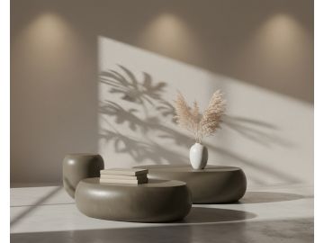 Denny - Modern Grey Concrete Oval Coffee Table