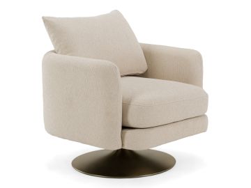 Doyle - Modern Cream Fabric + Gold Accent Chair