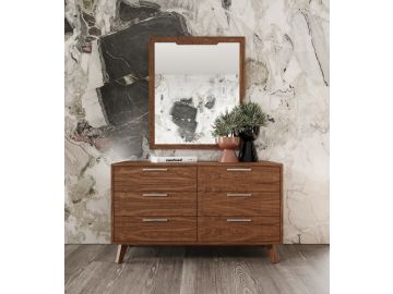 Soria Mid-Century Walnut Mirror