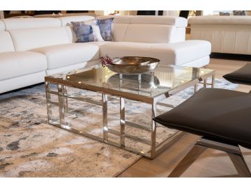 Stephen - Modern Glass & Stainless Steel Coffee Table