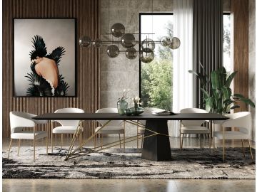 Elkhorn - Glam Black Ash + Stainless Steel 126" Dining Table