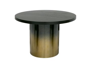 Elmira - Glam Black Ash + Gradient Stainless Steel Round Dining Table