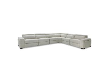 Gering - Modern Beige Fabric Sectional Sofa With 2 Power Recliners