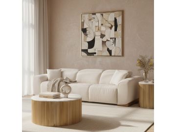 Hagerty - Modern Off-White Fabric Sofa With 2 Power Recliners