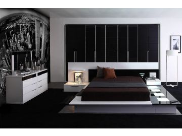 Impera Modern Black and White Lacquer Walk-on Platform Bed 