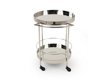 Jeeves - Modern Stainless Steel + Mirror Rolling Cart