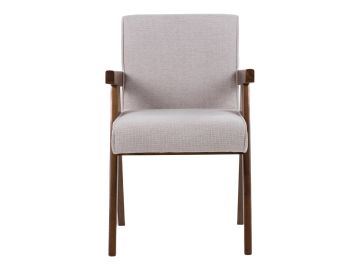 Joseline - Modern Beige Fabric + Walnut Dining Chair (Set of 2)