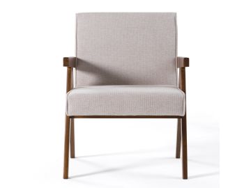 Joseline - Modern Beige Fabric + Walnut Accent Chair (Set of 2)