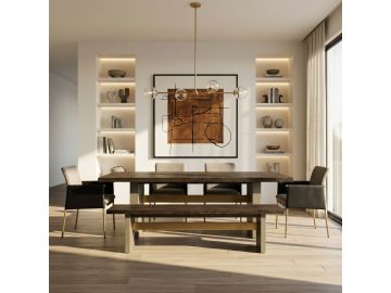 June - Modern Dark Grey & Walnut Dining Table