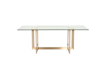 Keaton Modern Glass & Brass Dining Table