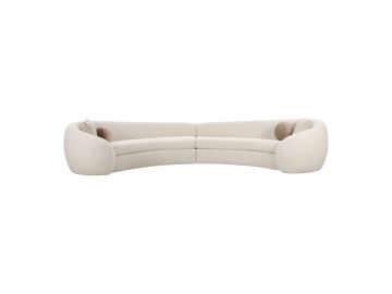 Kilmer Modern Off-White Curved Fabric Sectional Sofa
