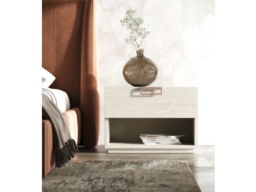 Lago - Modern Faux Travertine Nightstand