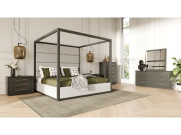 Manhattan - Contemporary Grey and Gold Nightstand