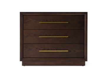 Manhattan - Contemporary Brown Oak and Gold Nightstand